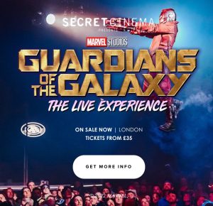 I Guardiani della Galassia, dal sito web di Secret Cinema.